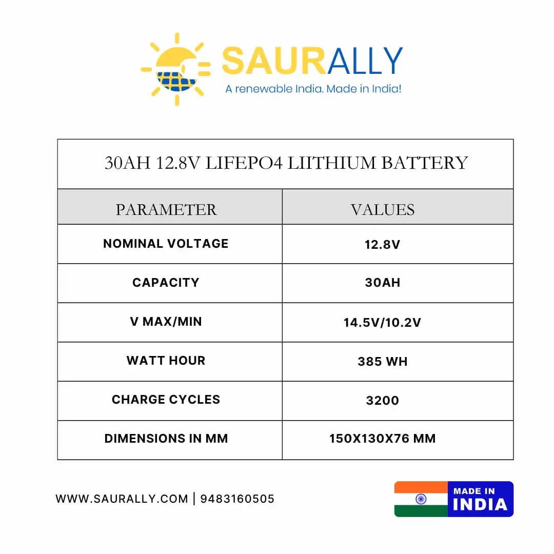 30Ah 12.8V LFP (LiFePO4) Battery Pack With BMS
