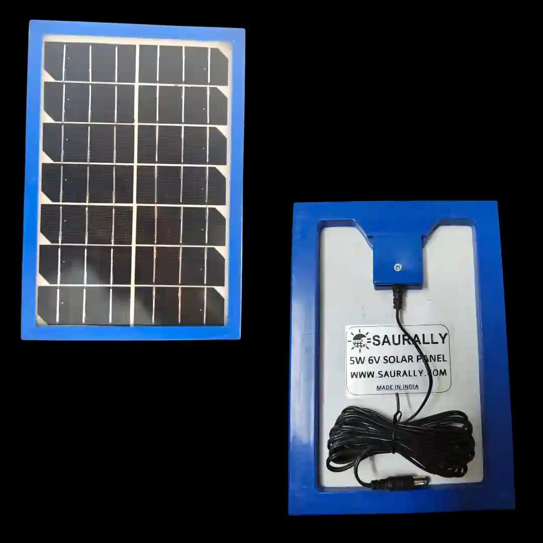 5W, 6V Saurally Solar Panel MONO With 10ft DC Jack Cable