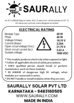 40W, 12V Saurally Solar Panel Poly - Image 2